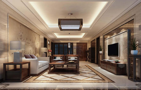 新中式客厅瓷砖装修效果图