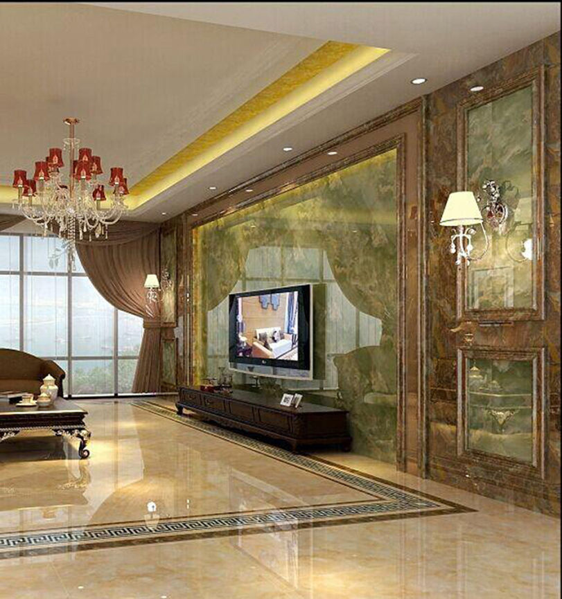 新中式客厅白龙玉瓷砖装修效果图