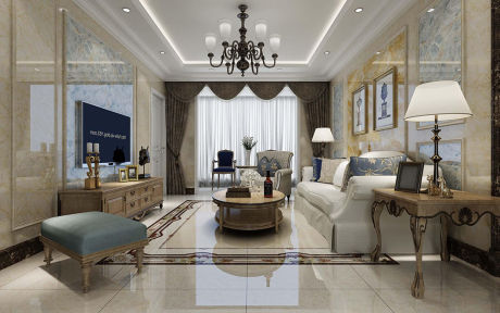 300平方欧式客厅瓷砖装修效果图