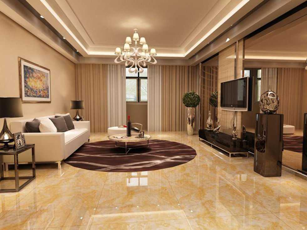 欧式客厅金碧辉煌抛釉砖装修图-欧神诺瓷砖效果图
