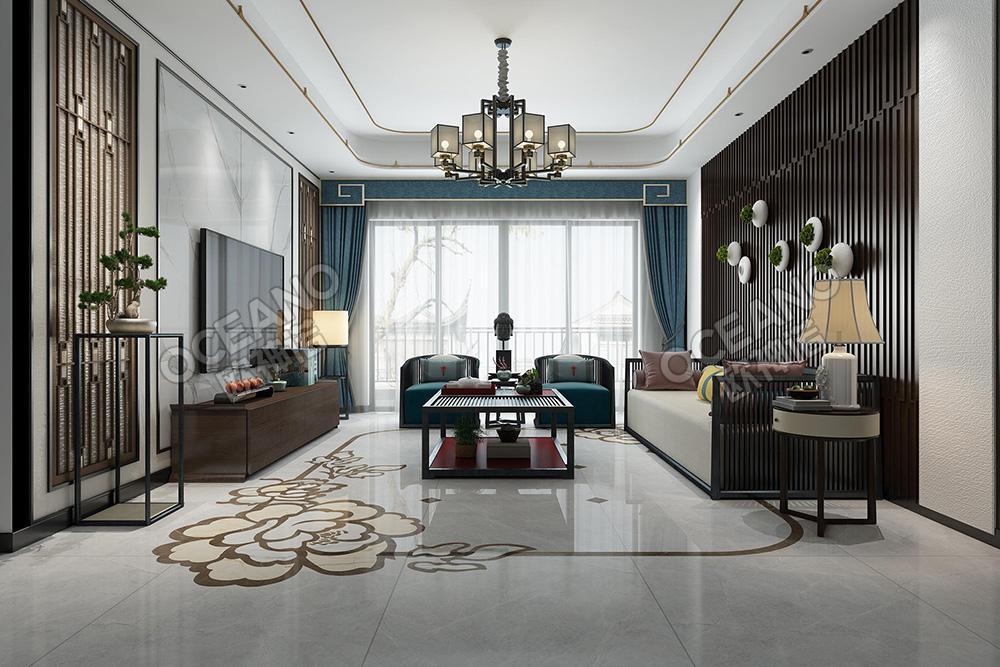 新中式客厅-欧神诺瓷砖效果图