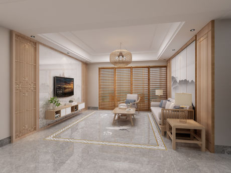 新中式客厅瓷砖装修效果图