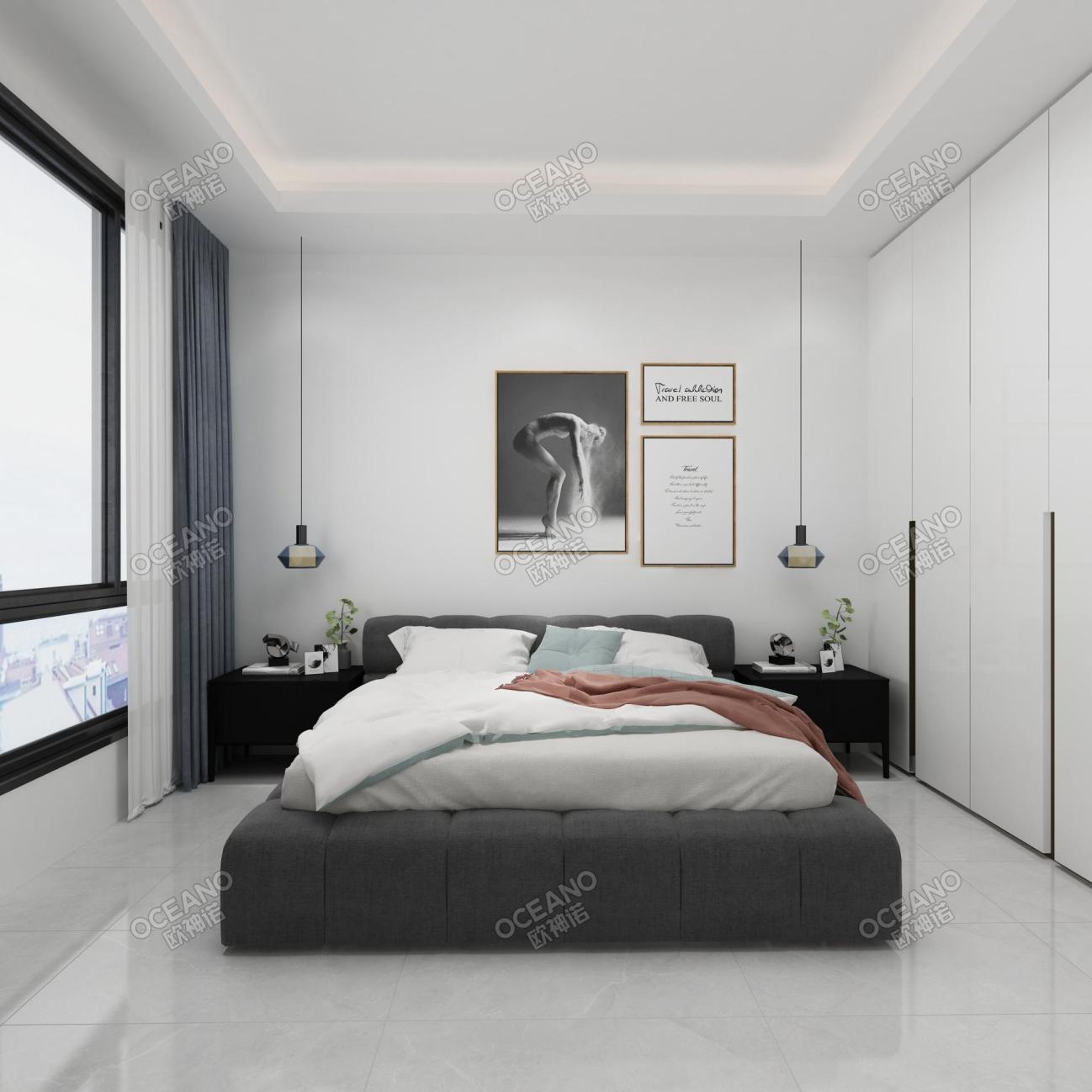 壹亮马li户型现代卧室-欧神诺瓷砖效果图