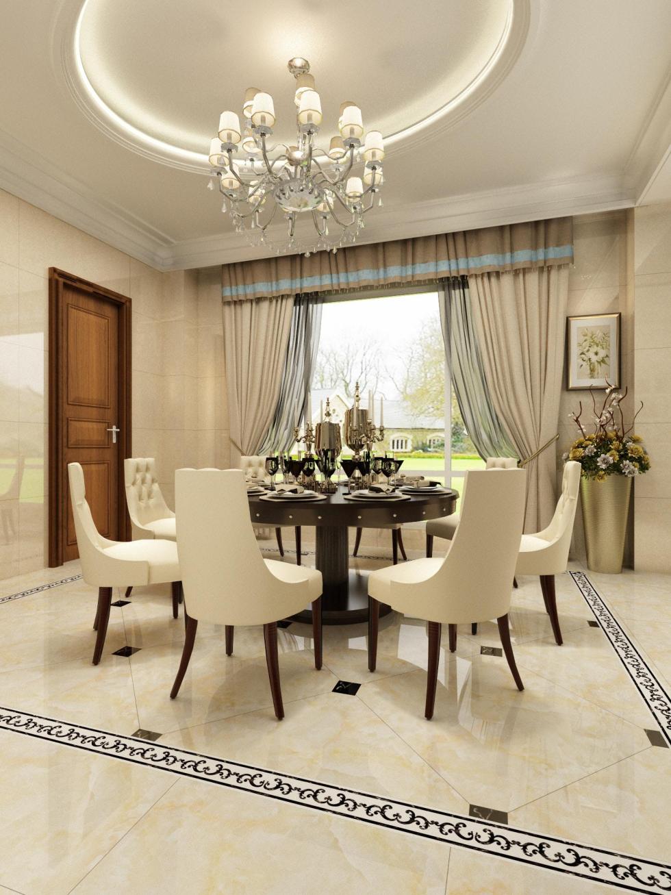 简欧餐厅抛釉砖装修效果图-欧神诺瓷砖效果图