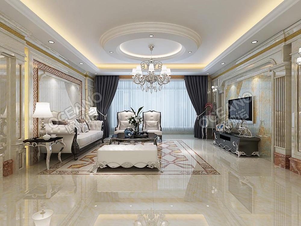 欧式别墅抛晶砖装修图片-欧神诺瓷砖效果图