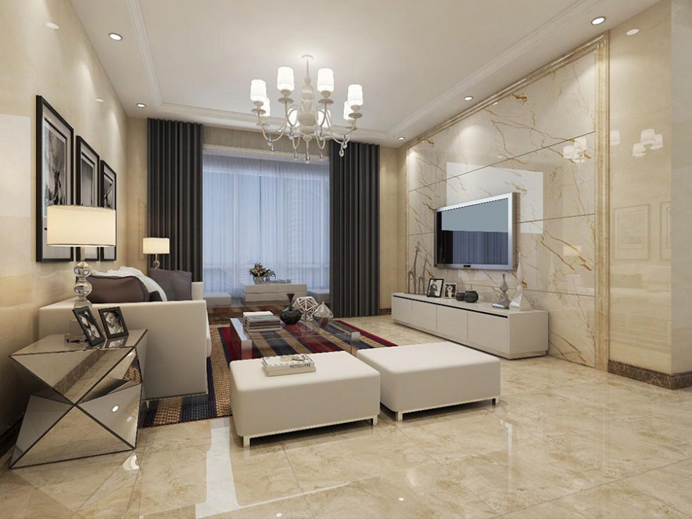 抛釉砖现代客厅装修图片-欧神诺瓷砖效果图