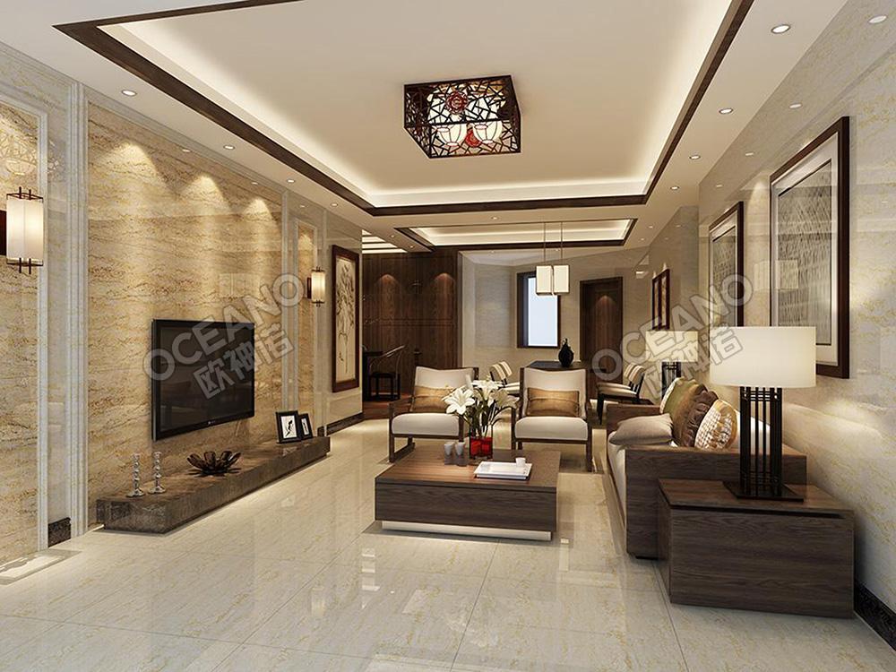 中式客厅设计-欧神诺瓷砖效果图