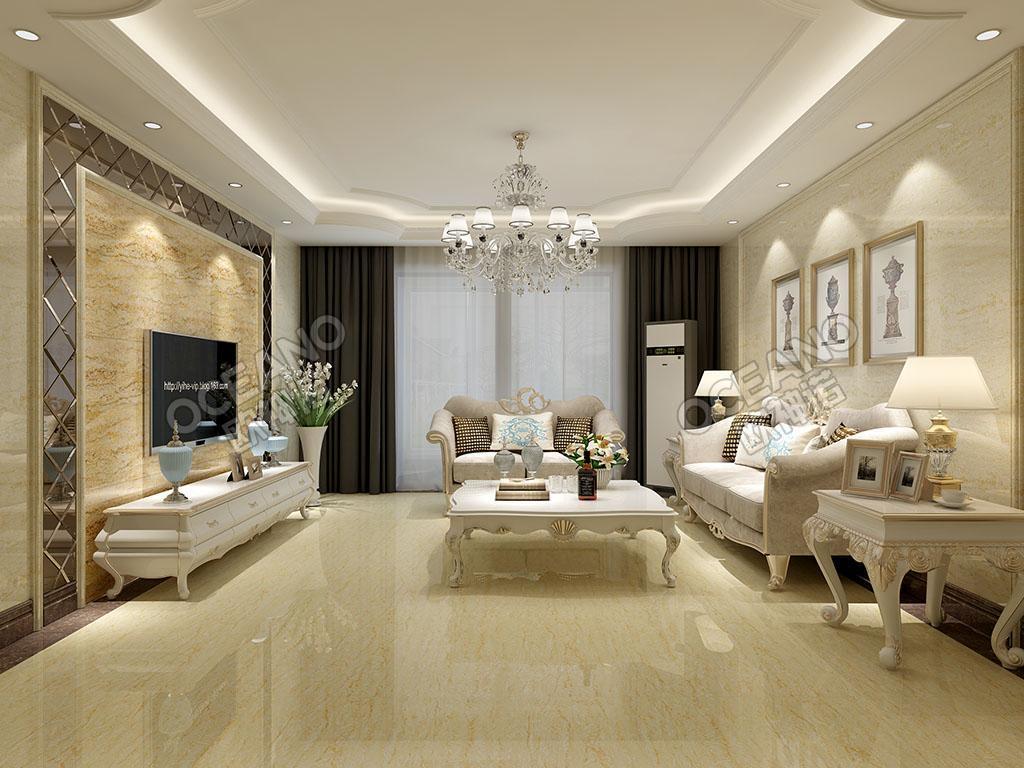 欧式客厅抛光砖效果图