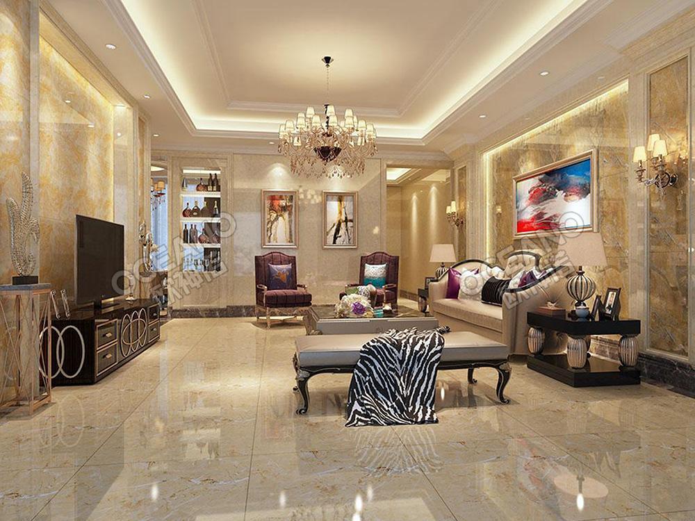 欧式客厅帝皇金装修图-欧神诺瓷砖效果图