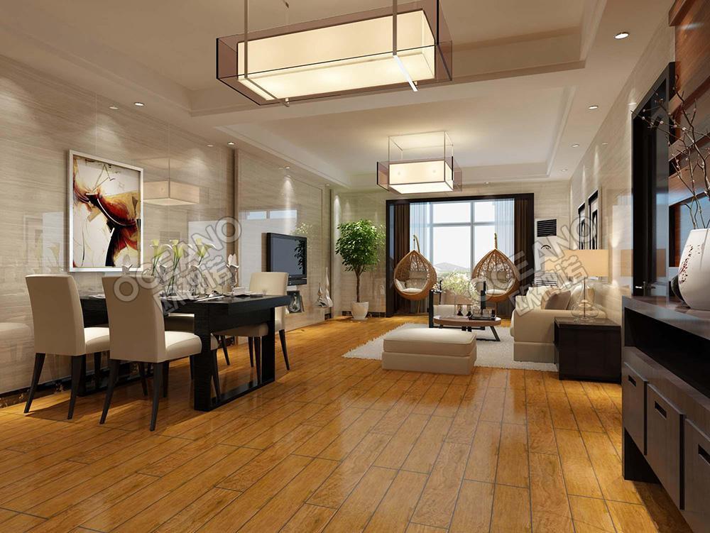 田园客厅安利格黄影仿古亚光砖装修图-欧神诺瓷砖效果图