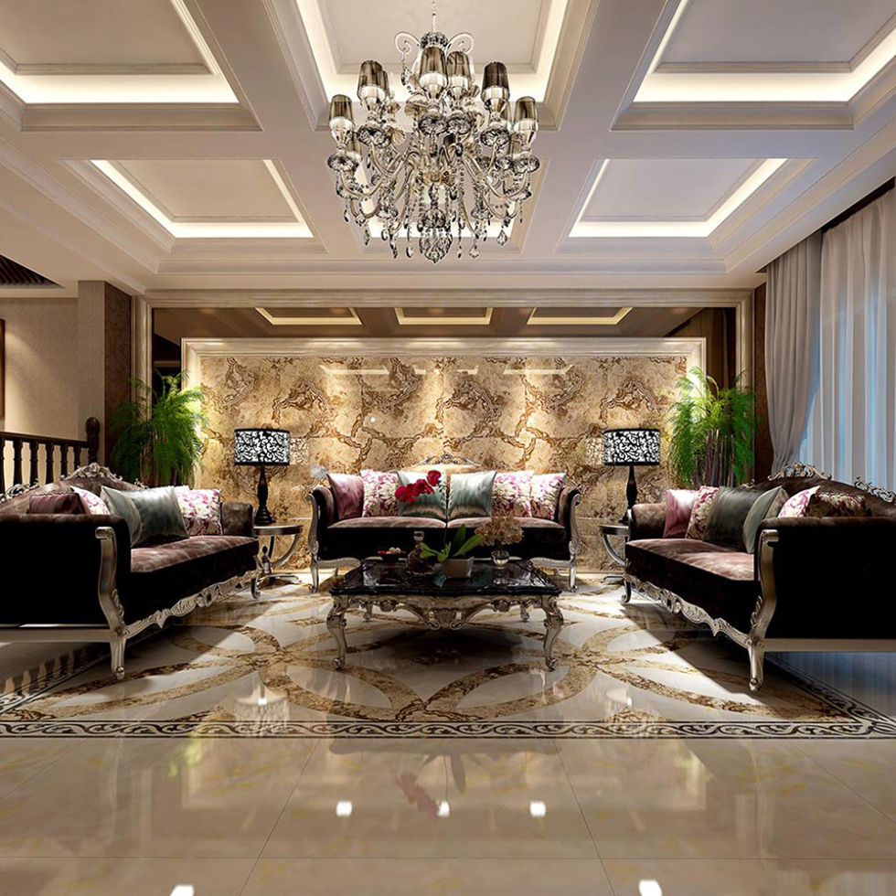 欧式客厅汉白玉装修效果图