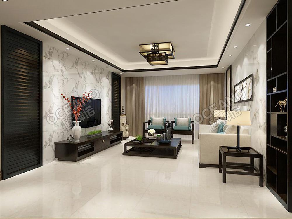 中式客厅120㎡装修效果图-欧神诺瓷砖效果图