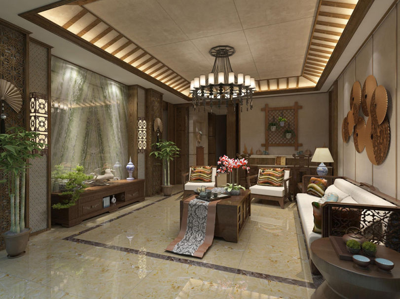 东南亚客厅帝皇金抛釉砖装修图