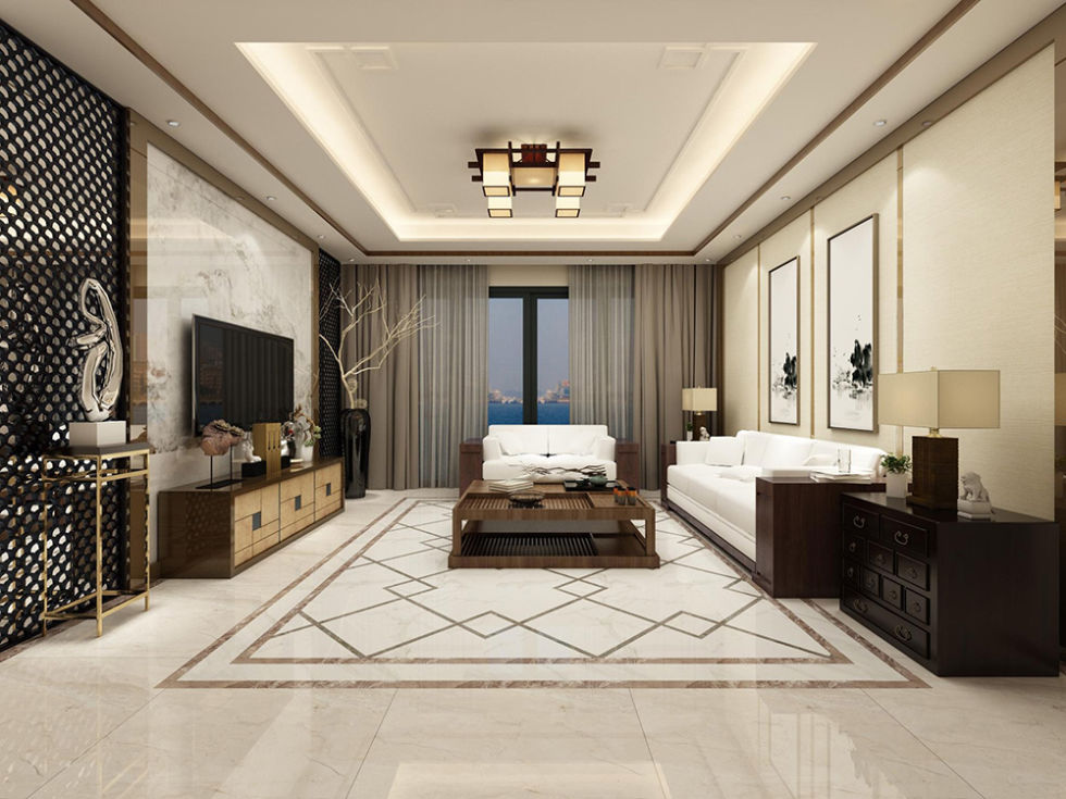 中式客厅-欧神诺瓷砖效果图