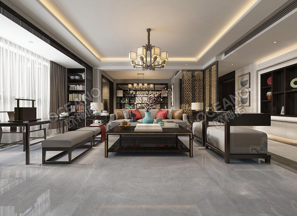 中式客厅-欧神诺瓷砖效果图