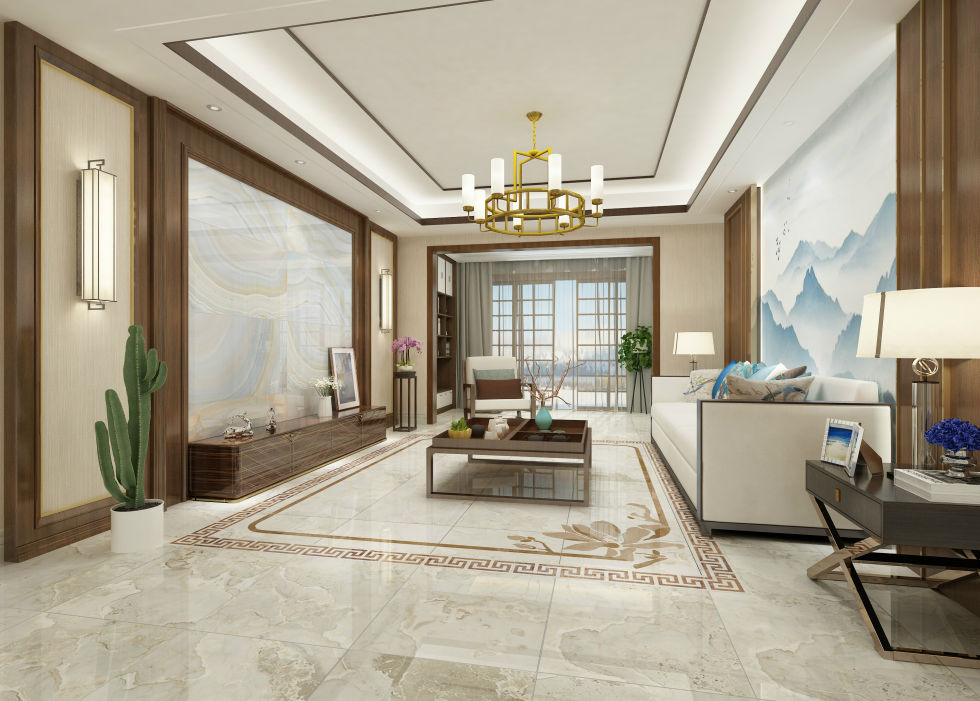 新中式客厅-欧神诺瓷砖效果图