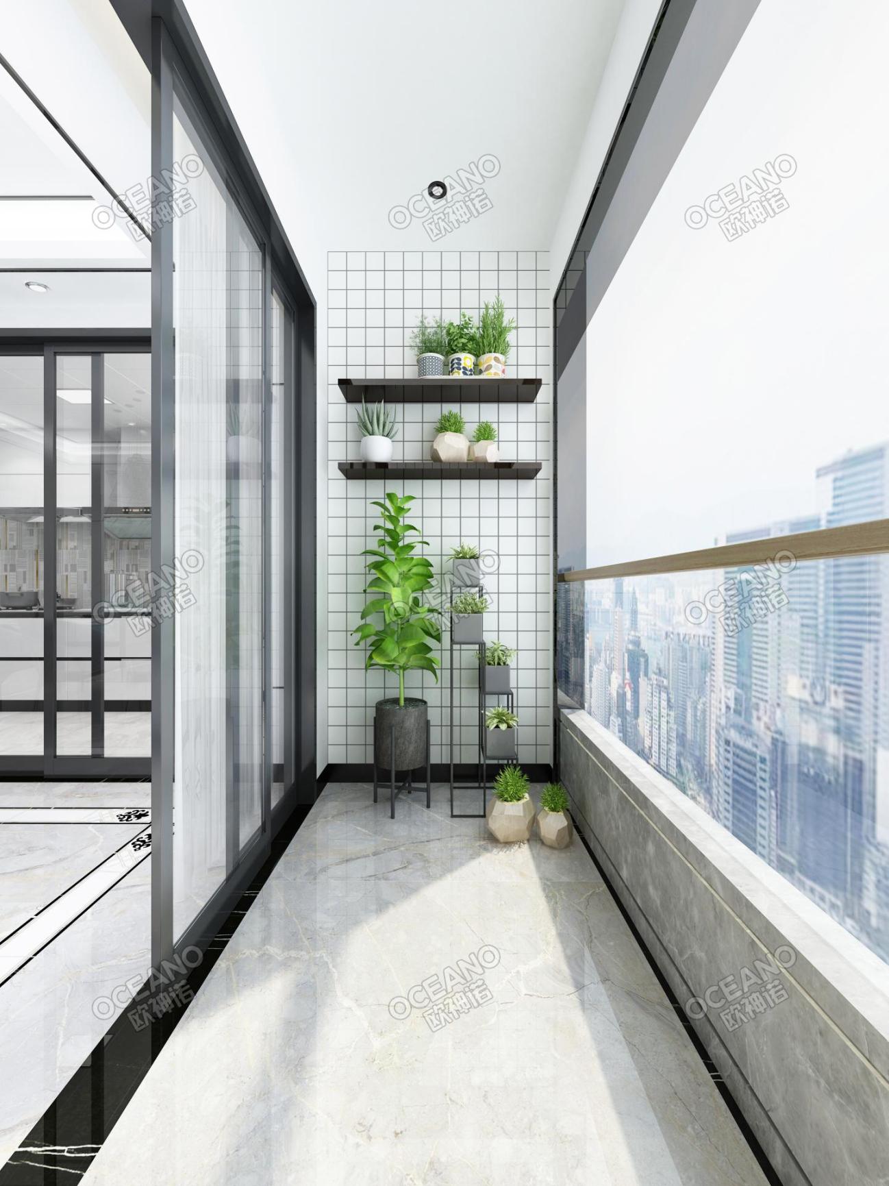 上德府f现代阳台-欧神诺瓷砖效果图