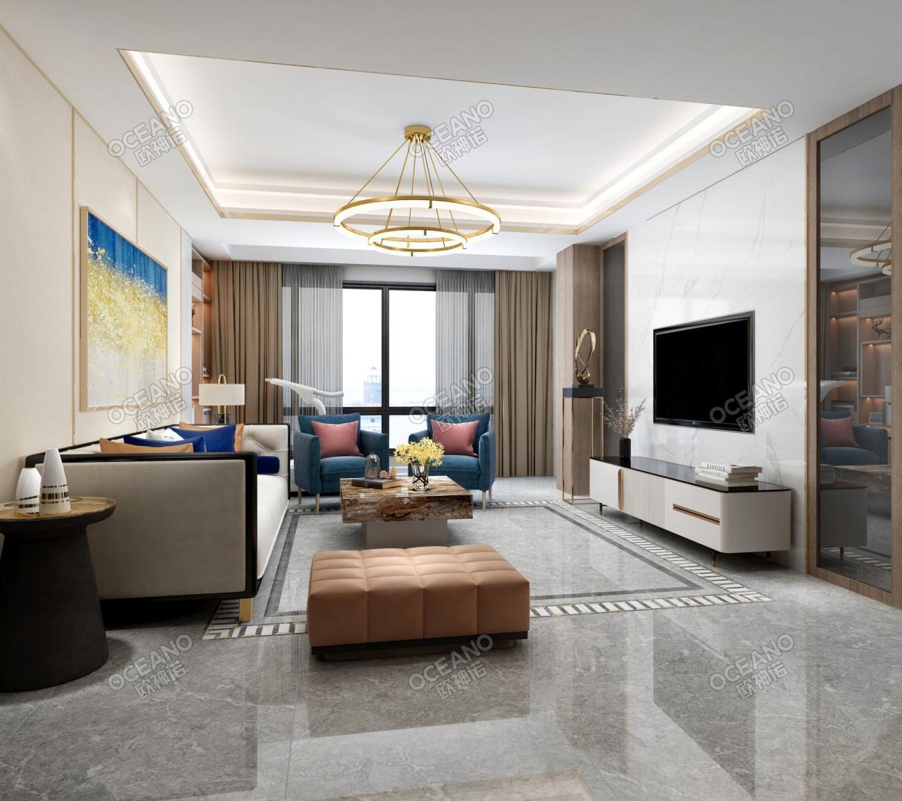 碧桂园珑悦府b现代客厅-欧神诺瓷砖效果图